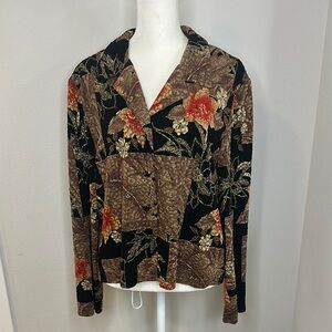 Coldwater Creek Black and Brown Floral Jacket